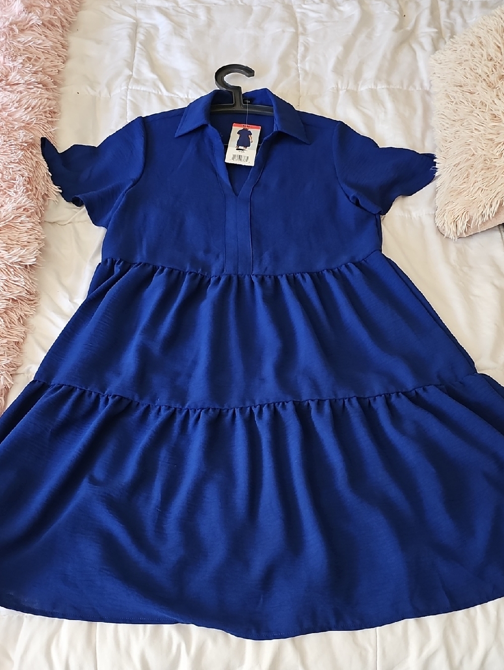 Tahari Royal Blue Tiered Shirt Dress